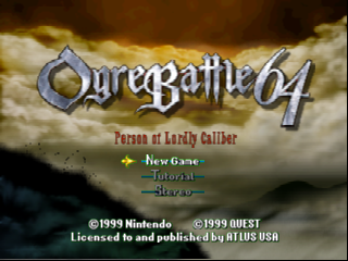 Ogre Battle 64 title screen for Nintendo 64